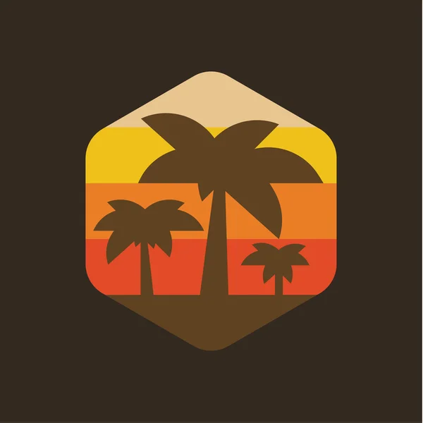 Sziget palm nyaralás naplemente illusztráció — Stock Vector