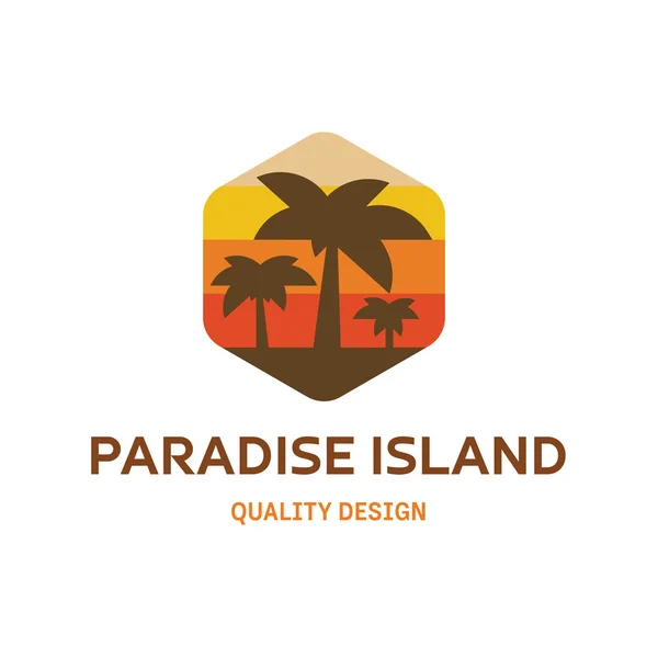 Paradise Island płaski wektor logo dla firmy trendów w stylu nowoczesnym, wysokiej jakości — Wektor stockowy