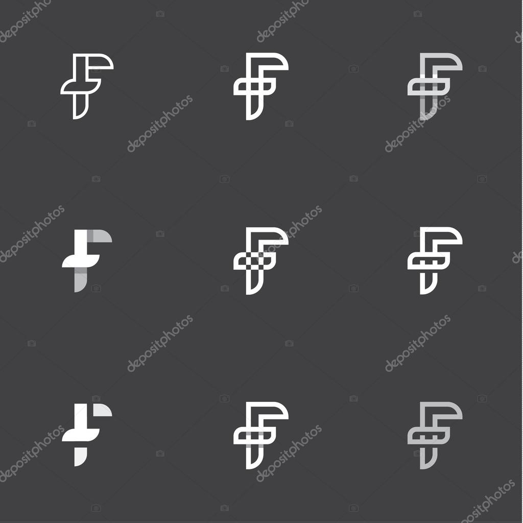 F letter is combined with the inverted T, the abbreviation sign Heraldry mark logo vector illustrations in a modern vintage style flat trend style art
