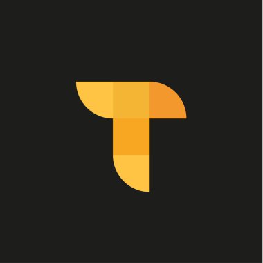 Sarı soyutlama vektör üye düz stil, modern mimari içine şeklinde T harfi