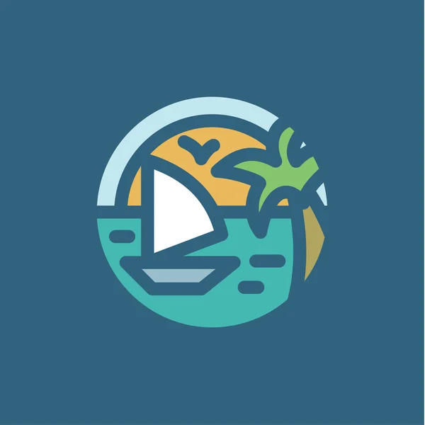 海洋游艇棕榈的极简主义风格平 — 图库矢量图片