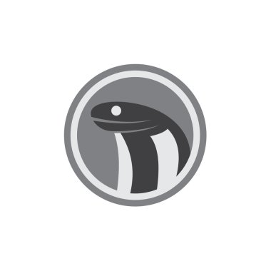 Modern monogram logo Kobra kafa minimalist bir düz Müfit vektör yuvarlak