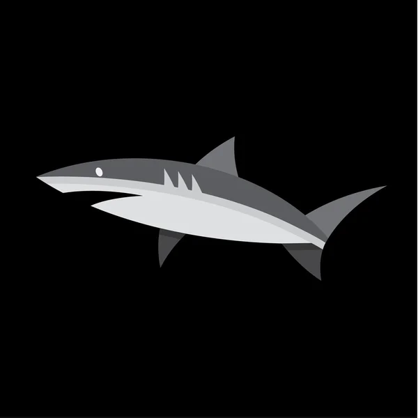 Плоска акула на темному тлі якісного логотипу символ сучасного стилю плоскі ікони ілюстрації — стоковий вектор