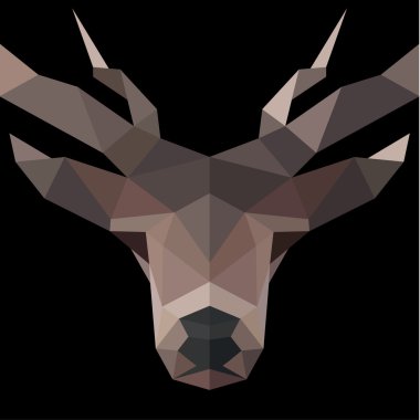 Boynuzlu geyik düşük Poli vektör çizim çokgenler