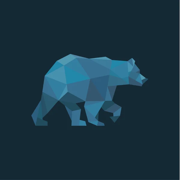Orso in poligono basso Poligoni blu con disegno di tendenza illustrazioni animali — Vettoriale Stock