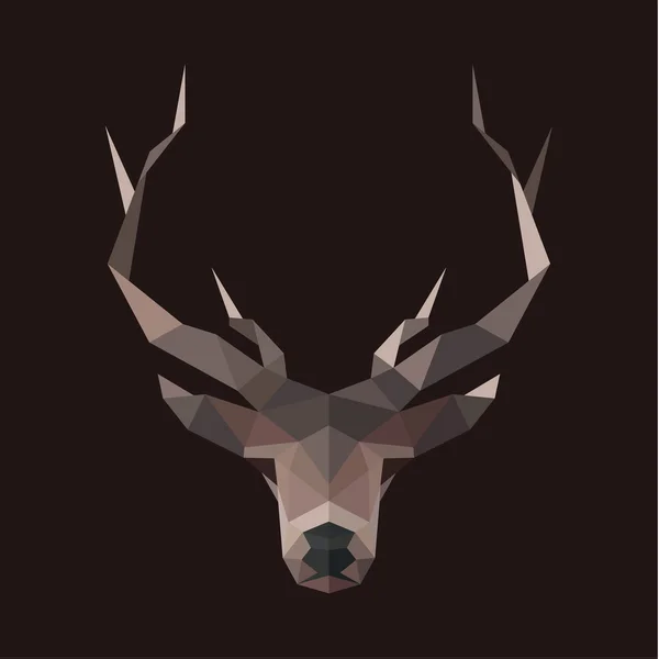 Deer polygons horned animal head illustration low poly modern style — Stock Vector