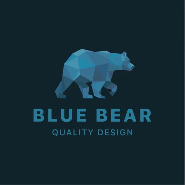 Bear low poli polígonos azuis com design de estilo de tendência ilustrações de animais — Vetor de Stock