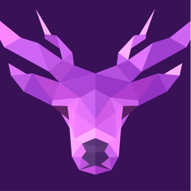 Geyik çokgenler boynuzlu hayvan baş illüstrasyon logo düşük Poli modern tarzı işareti