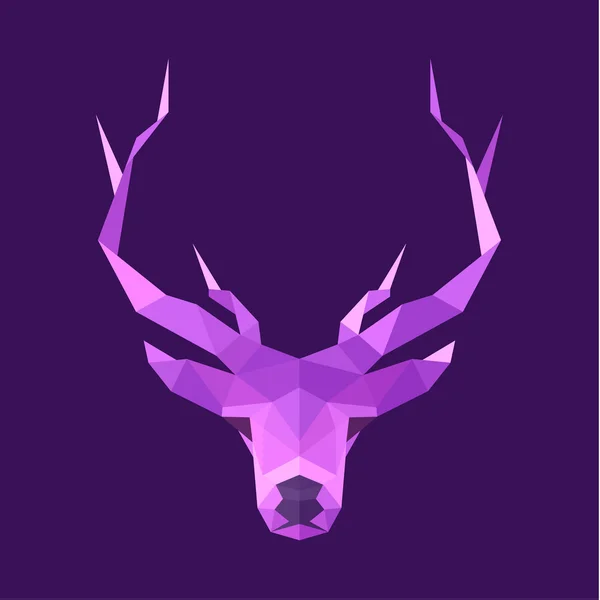 Horned animal deer head illustration logo low poly modern style sign — Stock Vector