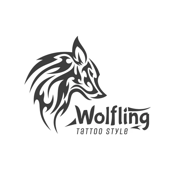 Lobo assustador minimalismo animal logotipo tatuagem estilo é moderna marca plana ilustração — Vetor de Stock