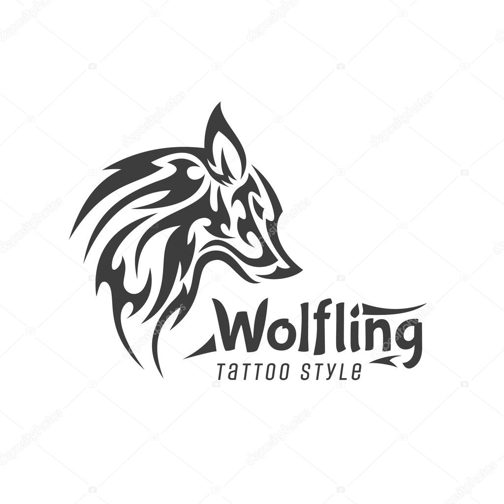 Scary wolf animal minimalism logo tattoo style is modern brand flat lustration art