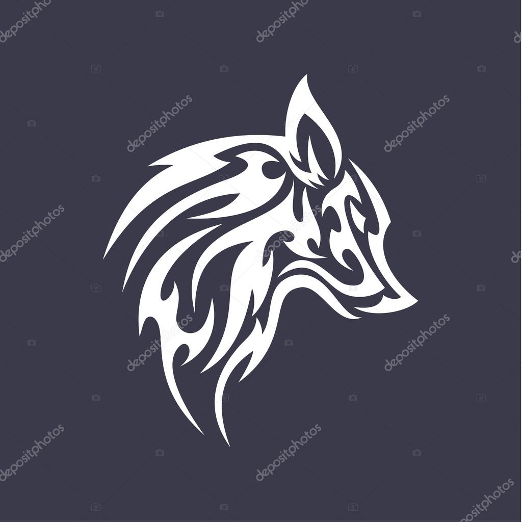 Wolf flat tattoo style logo design vector smoother style stylized animal icons logo art