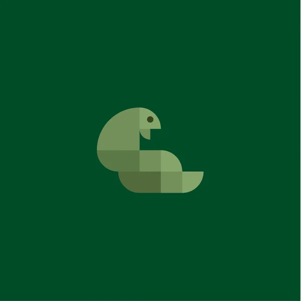 緑のヘビ コブラ ミニマリズムの正方形の幾何学的フラット スタイル デザイン高品質のロゴ イラスト — ストック写真