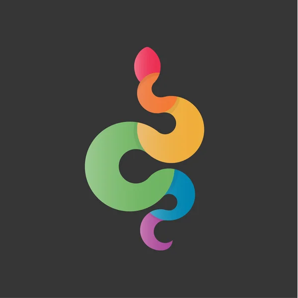 Цветные градиенты змеи в современном высококачественном дизайнерском логотипе, нарисованном из геометрических колец — стоковое фото