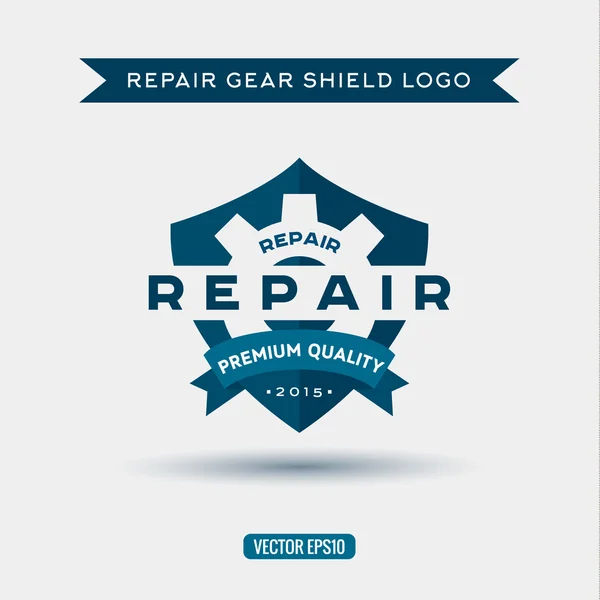 Logotypen för element shield och reparation, redskap, vektor illustration — Stock vektor
