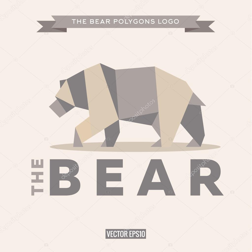 Bear logo origami with effects polygon and flat style vector