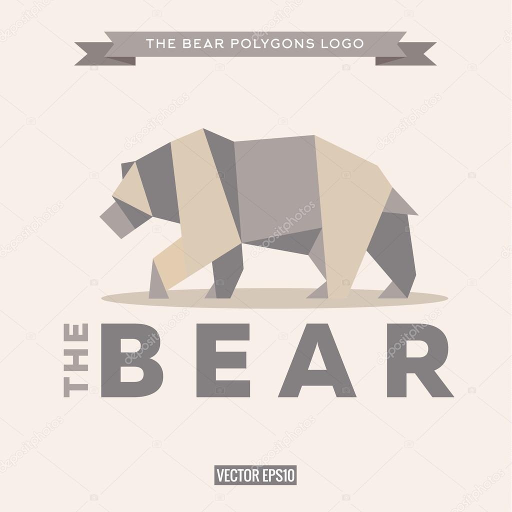 Bear logo origami with effects polygon and flat style vectors