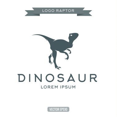 Dinozor raptor sürüngen düz düz logo simge vektör çizim