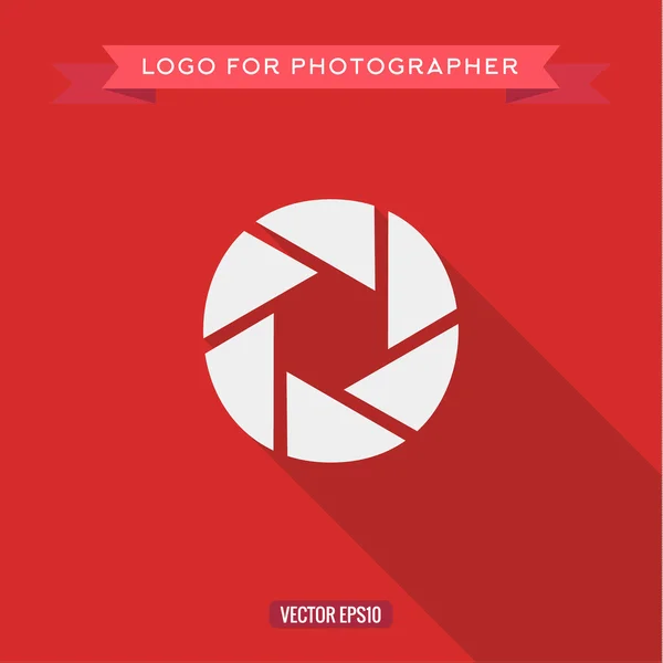 Logotipo abstrato Ícone Lente de foto para o fotógrafo de estilo plano — Vetor de Stock