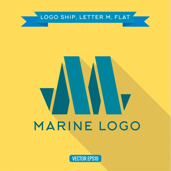 Statek streszczenie logo w formie litery M, ikona ilustracja wektor — Wektor stockowy