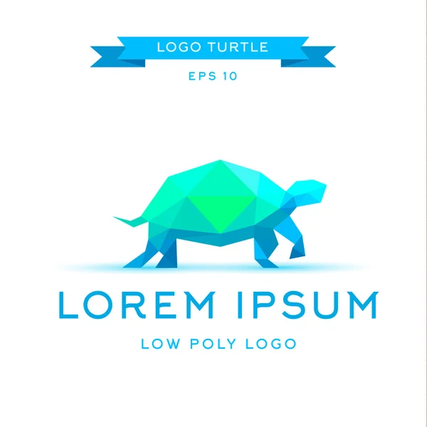 Logo esmeralda tortuga, poli baja, polígonos triangulares, icono de ilustración vectorial — Archivo Imágenes Vectoriales