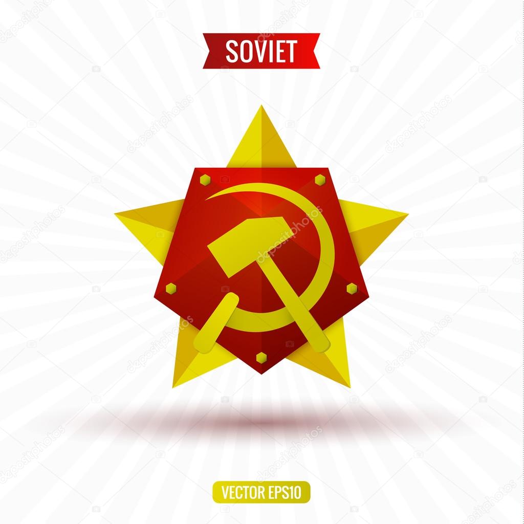 Soviet star hammer and sickle, volume, vector illustration