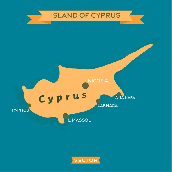 Eiland Cyprus, met een mark steden op het vector illustratie — Stockvector