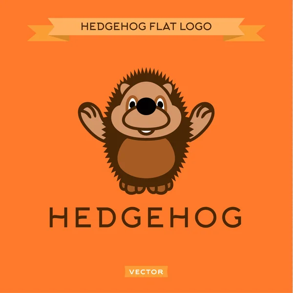 Smiling nice hedgehog welcomes the flat style vector logo — Stock Vector