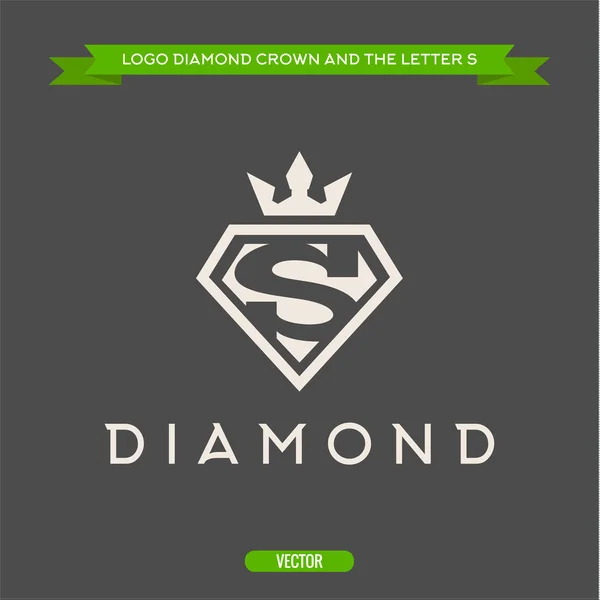 Diamond with the letter S and flat crown vector logo