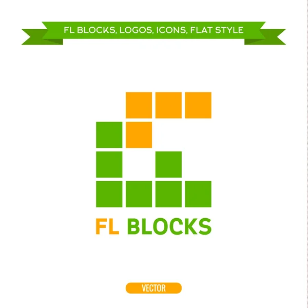 Logo letter FL in the form of blocks and cubes — Stockový vektor