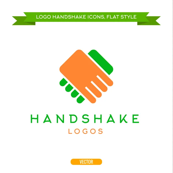 Abstract logo vector handshake flat style icon — Stok Vektör