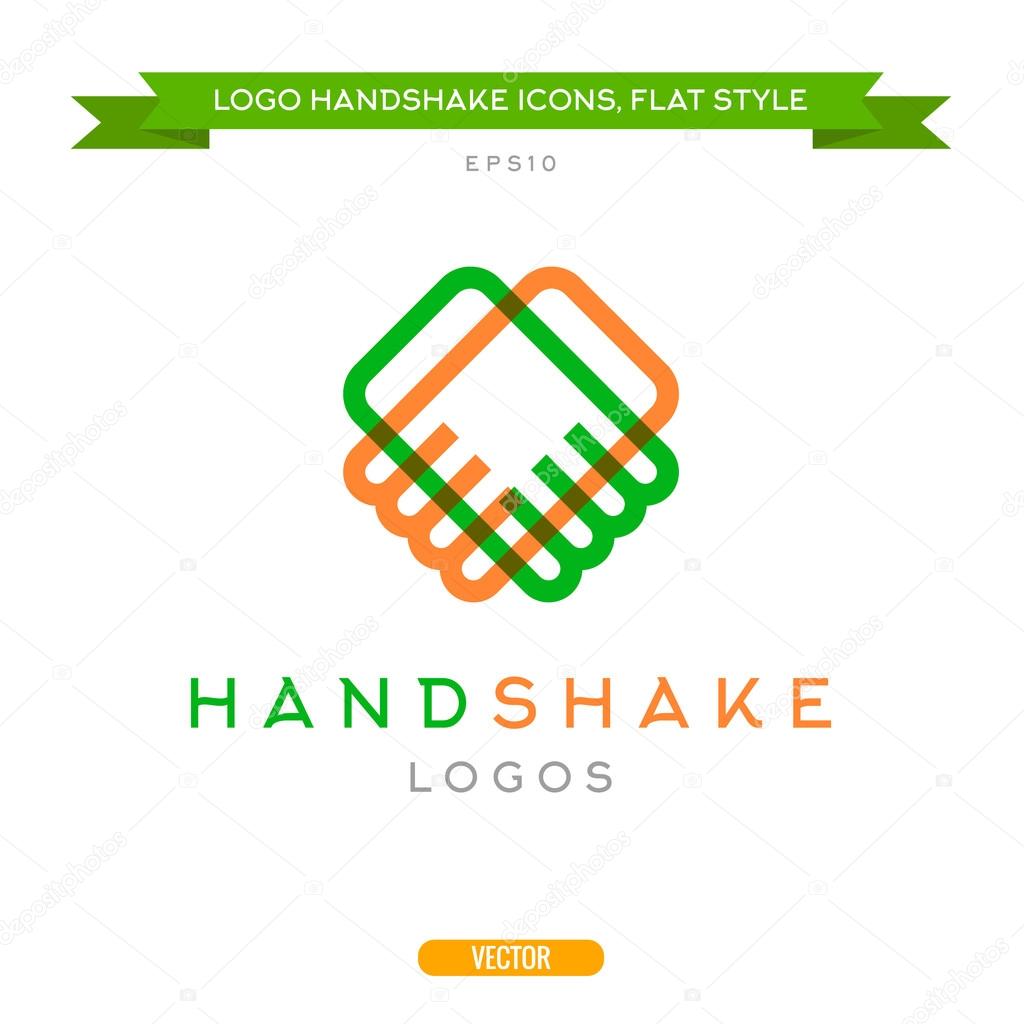 Abstract outline handshake vector logo flat style icon