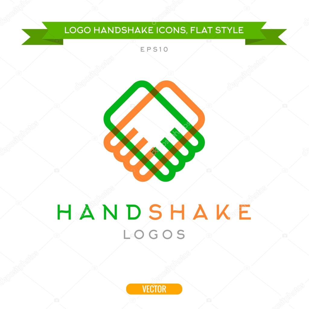 Abstract outline handshake vector logo flat style icons