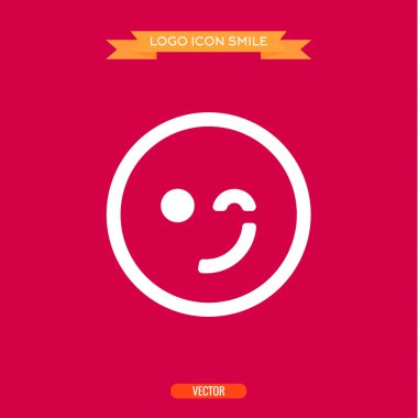 logo winking smile icons vector illustration of a flat
