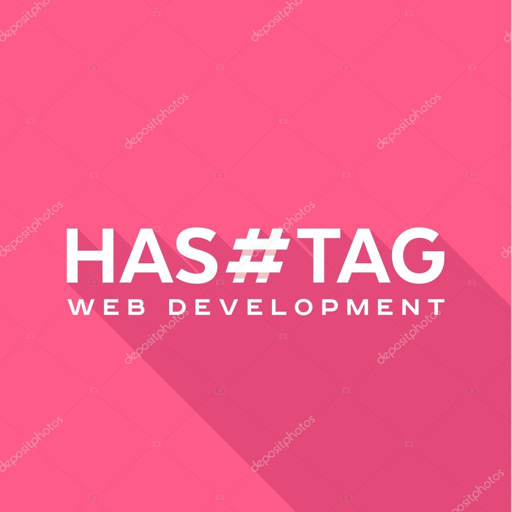 Vector hashtag logo with shadow on pink background