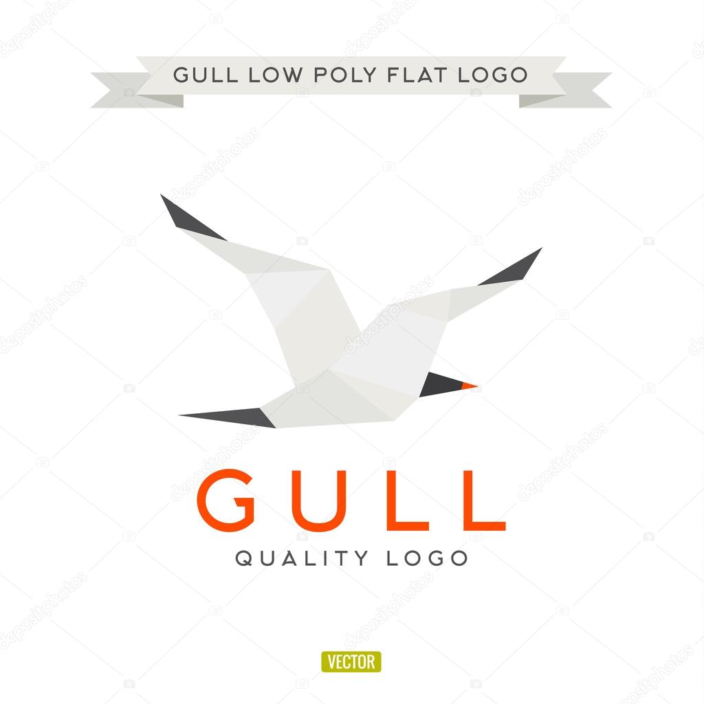 Seagull low poly, polygon, logo illustration geometry