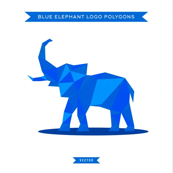 Logo elefante con reflusso e bassa geometria poli, illustrazione vettoriale — Vettoriale Stock