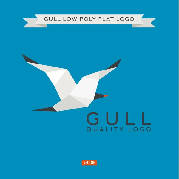 Sea gull nízké poly, mnohoúhelník, geometrie obrázku loga — Stockový vektor