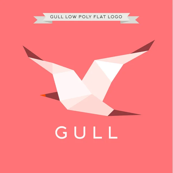 Gull low poly, polygon, logo illustration geometry — Stock Vector