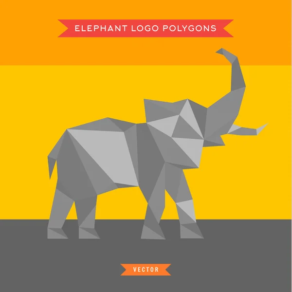 Elephant logo with reflux and low poly geometry, vector illustration — Stock Vector