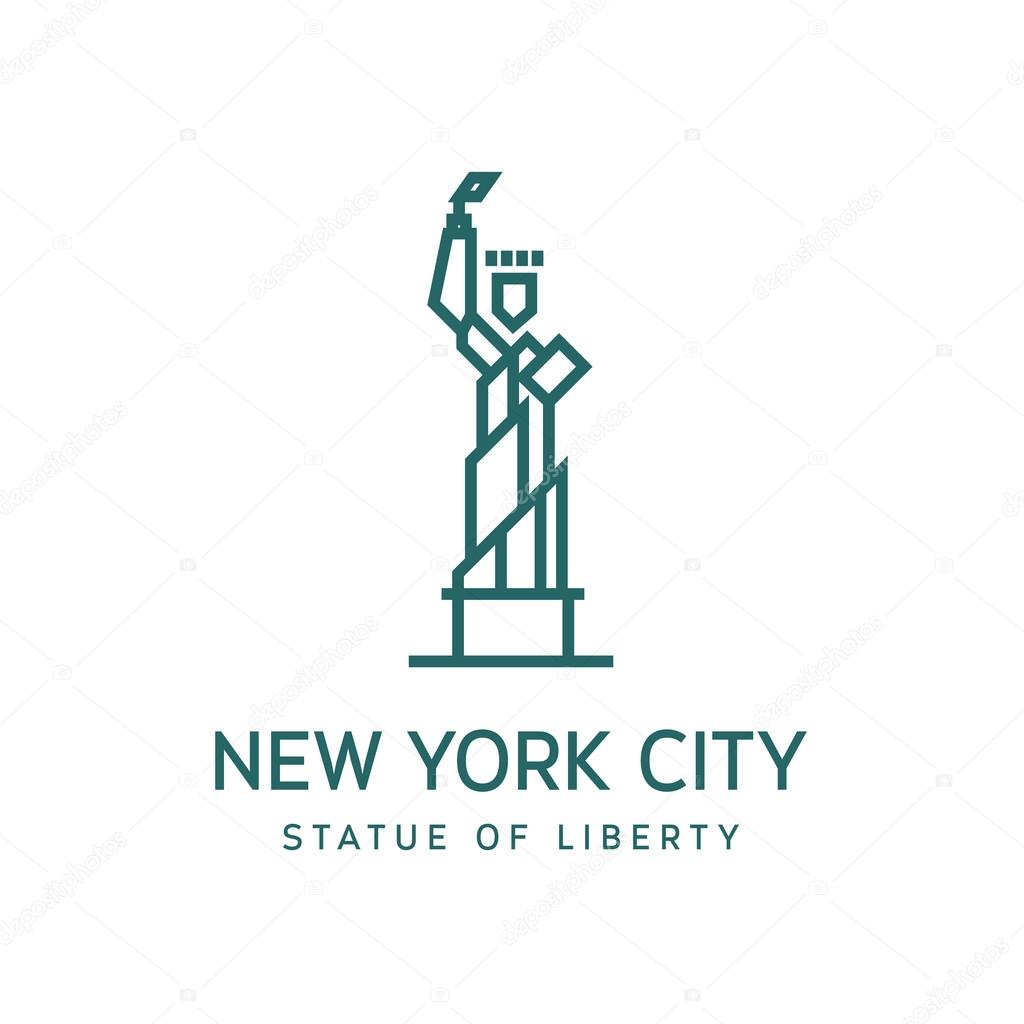 Statue of Liberty outline vector logo into flat style