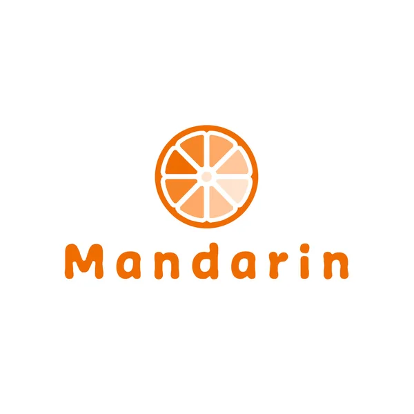 Logos mandarín naranja diseño plano vector icono de la ilustración — Vector de stock