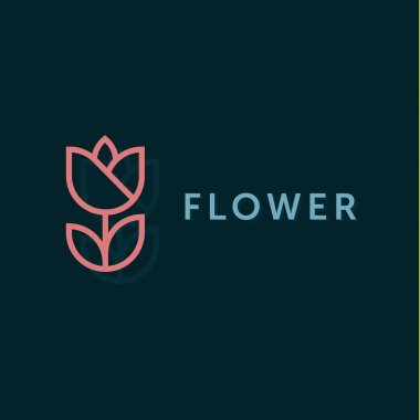 Basit ve zarif çiçek monogram tasarım şablonu, zarif lineart logo tasarımı, vektör çizim