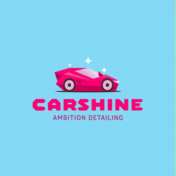 Logo car icon colored illustration of glamorous pink toy shiny, sparkling — 图库矢量图片