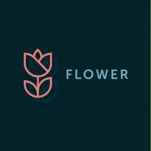 シンプルで優雅な花のモノグラム デザイン テンプレート、エレガントなラインアートのロゴデザイン、ベクトル イラスト — ストックベクタ