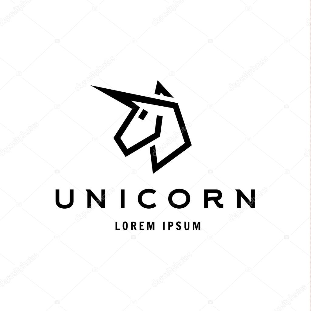 Unicorn logo icon style trend beautifully flat silhouette vector sign