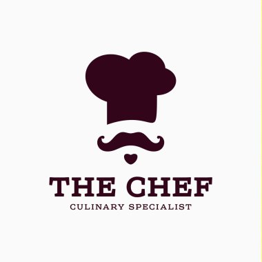 chef cook logo icon toque, chefs hat vector trend flat style brand mustache beard stylinga