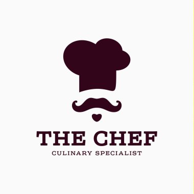 chef cook logo icon toque, chefs hat vector trend flat style brand mustache beard stylinga clipart