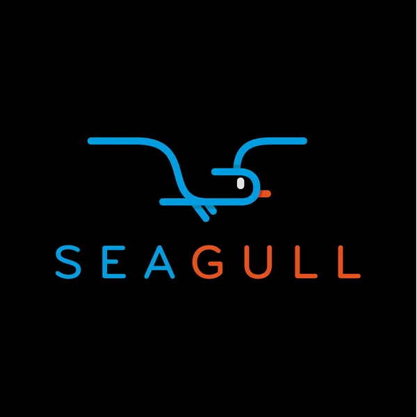 Seagull logo in one line outline, flash style trend vector icon flat — 스톡 벡터