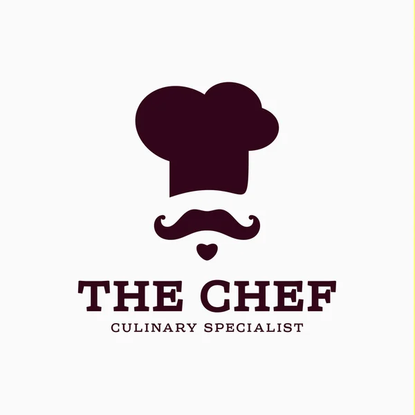 Chef cuoco logo icona toque, cuochi cappello vettore tendenza stile piatto marca baffi barba stylinga — Vettoriale Stock
